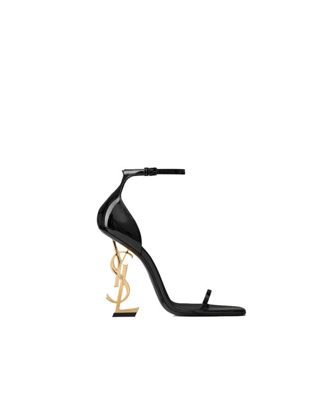 Saint Laurent calfskin structured heel sandals