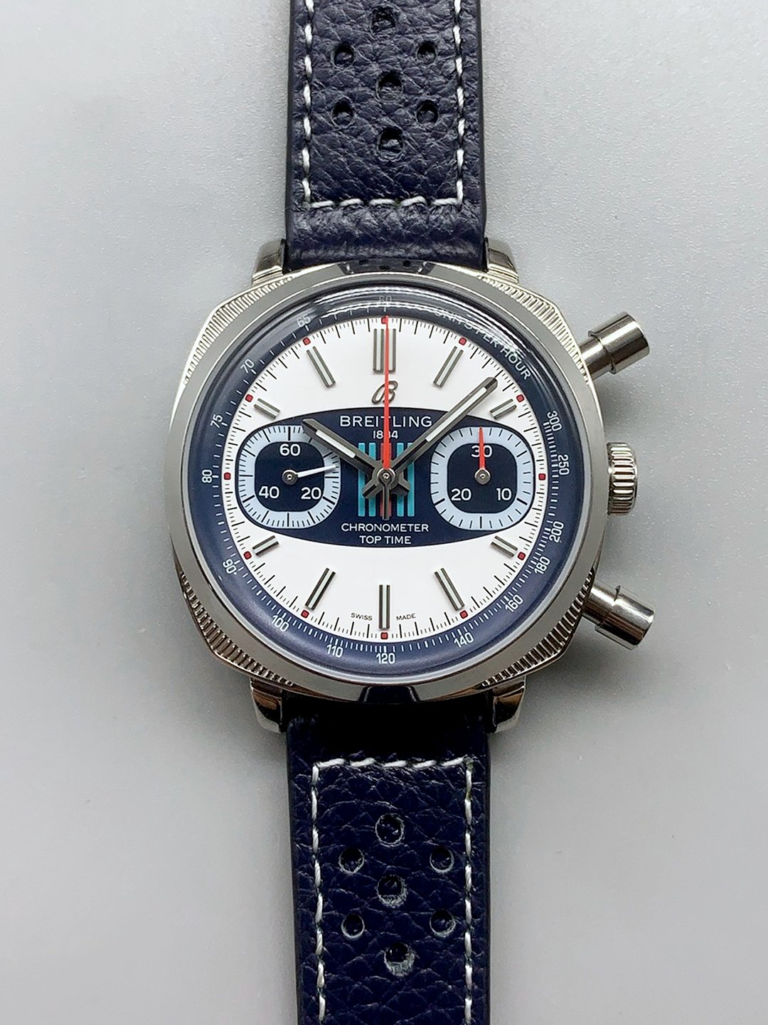 Breitling Top Time Chronograph Blue Leather Strap Watch（1;1Super Clone）