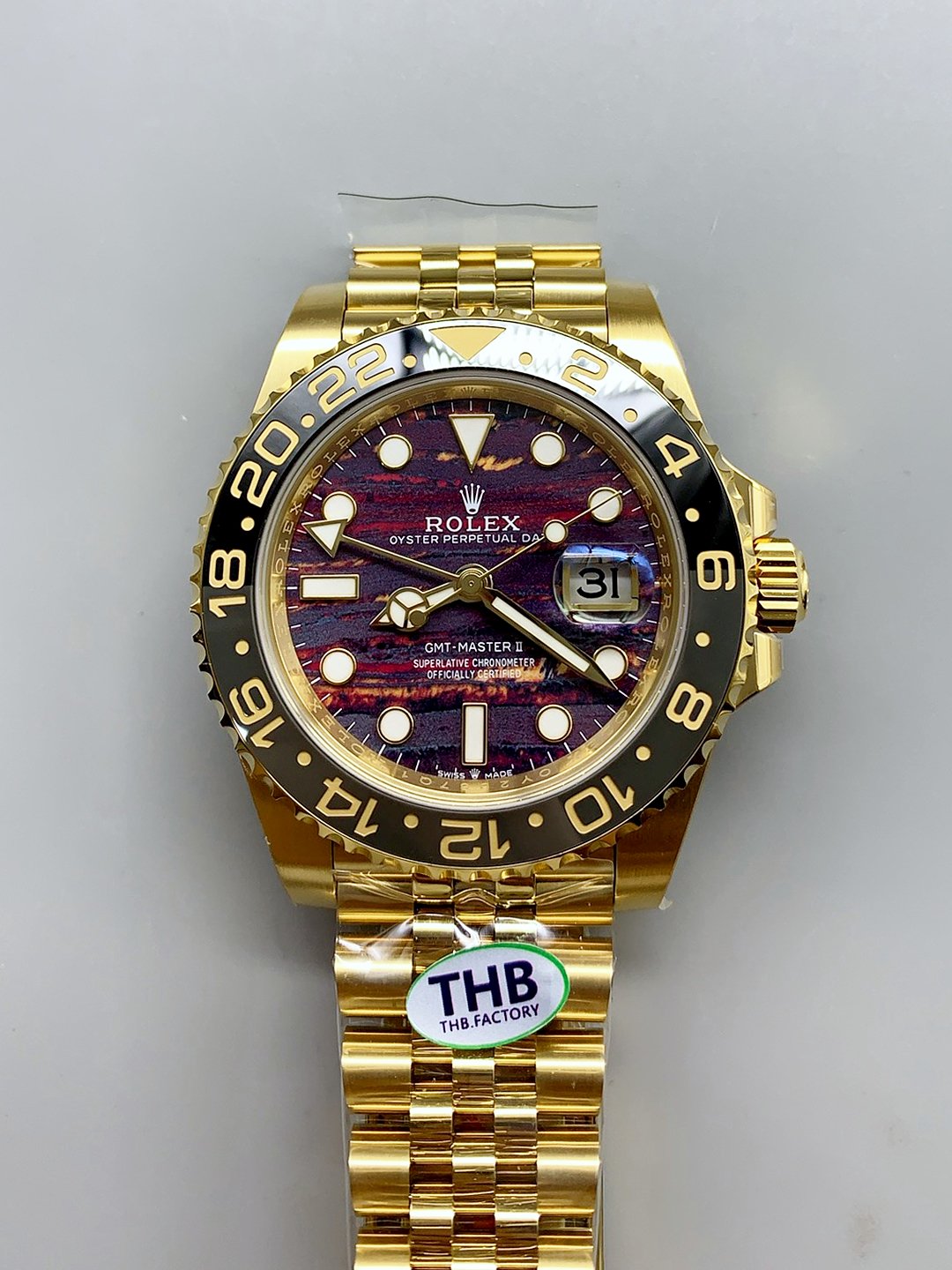 Rolex GMT-Master II Tiger Eye Dial Gold and Steel Bracelet (1:1 Super Clone)