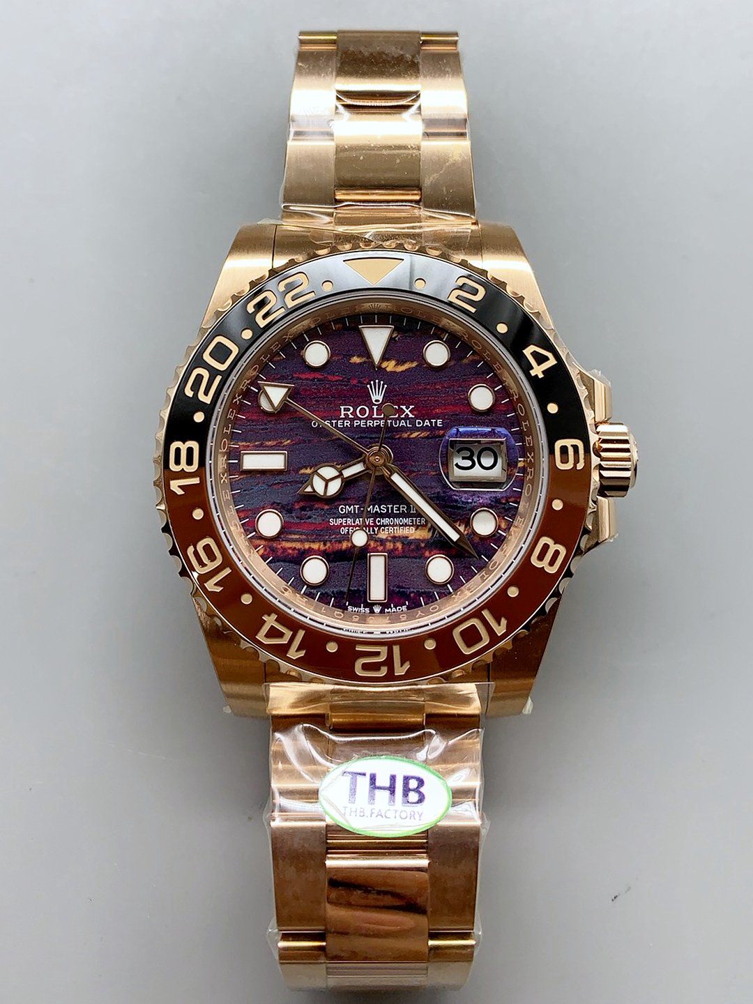 Rolex GMT Masters II 126715CHNR Rose Gold Tiger Iron Dial(1:1Super Clone )