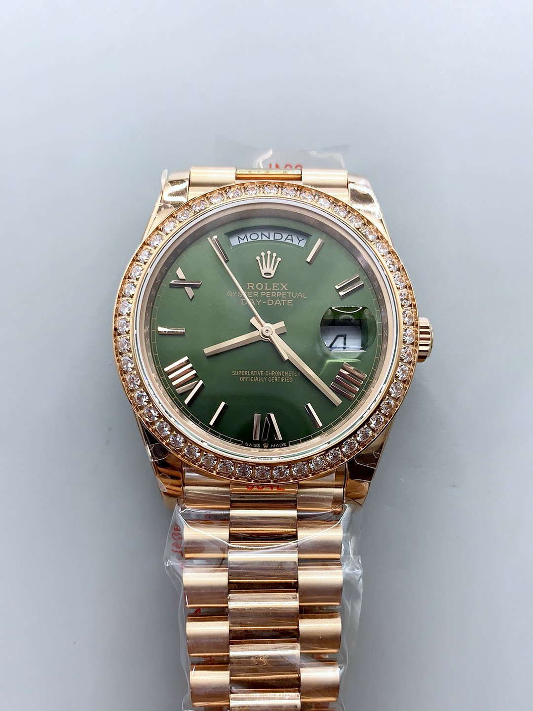 Rolex Day Date Presidential 18K Rose Gold Watch 40MM - Olive Green Dial(1:1Super Clone)
