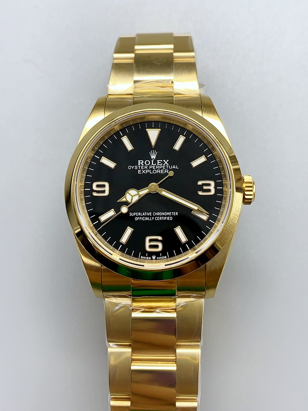 Rolex Explorer I Black Dial - Yellow Gold Steel in 3230 Movement(1:1Super Clone）