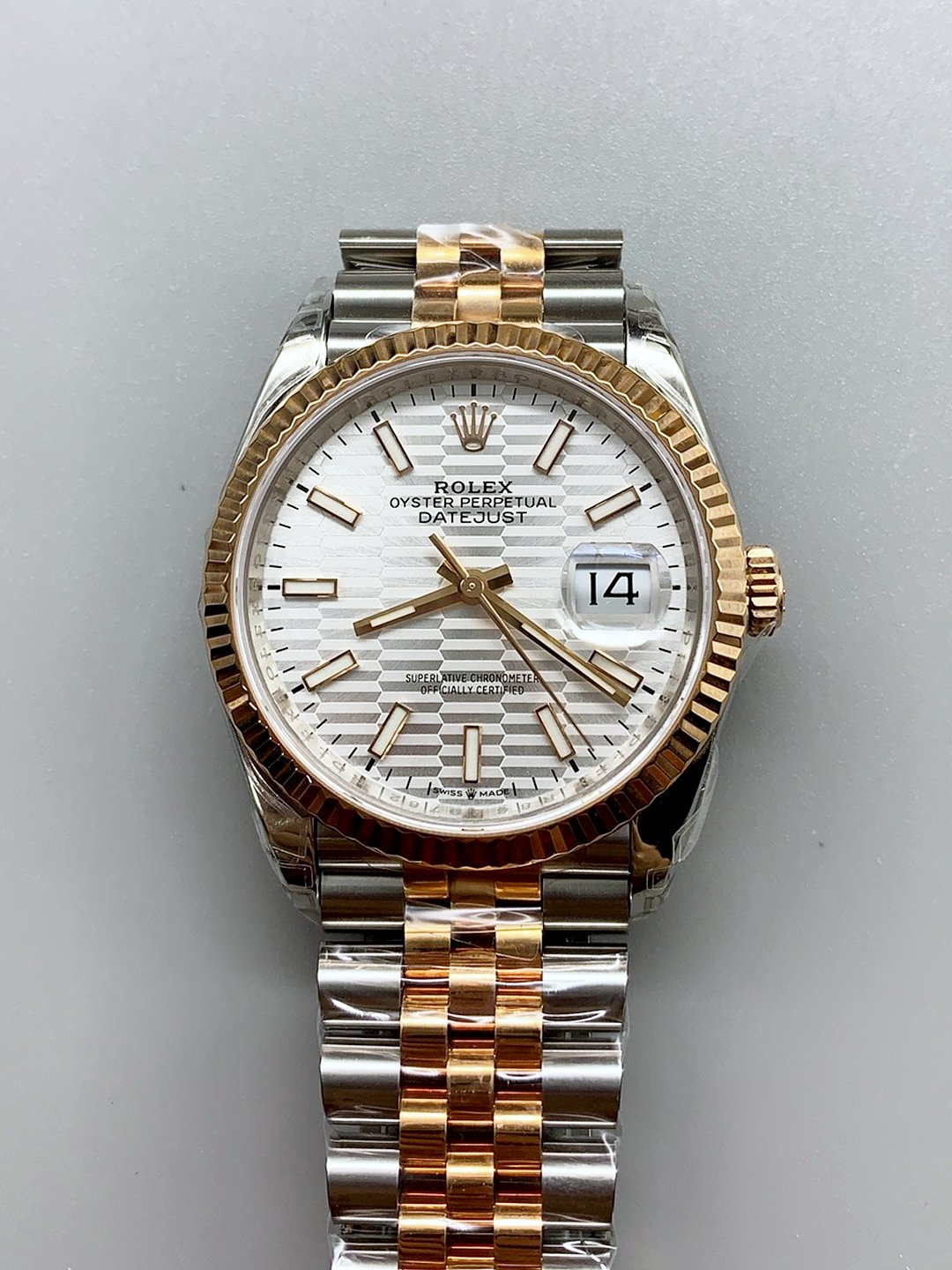 Rolex Datejust 41MM Two Tone Rose Gold Plating Fluted Dial Watch(1:1Super Clone )