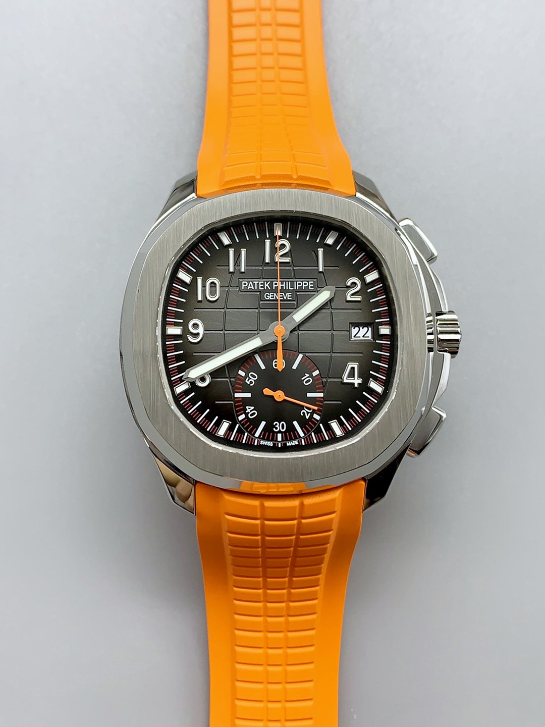 Patek Philippe Aquanaut 5968 Chronograph Steel Casing Orange Strap Watch(1:1 Super Clone)